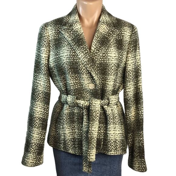 Signature by Larry Levine Green Tweed Plaid Blazer / Jacket Women's Size 10 - Picture 1 of 10